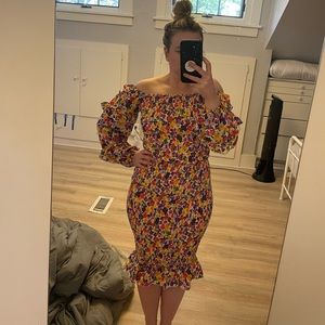 Mermaid midi square neck body con dress